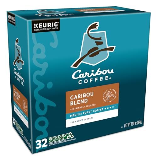 Caribou Coffee Caribou Blend Medium Roast K Cup Pods 32 Count Recyclable