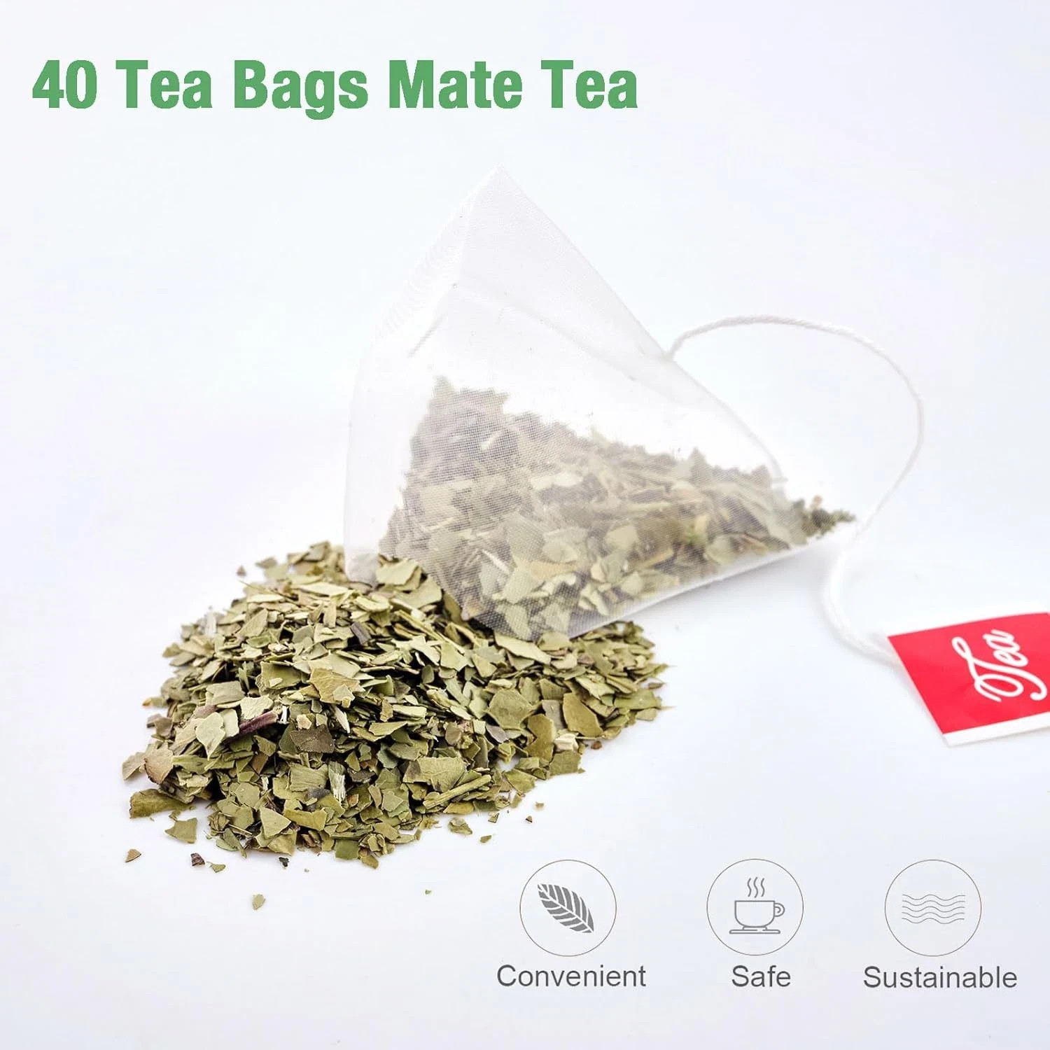 40 Yerba Mate Tea Bag, 3G/Bag, Unsmoked Yerba Mate Loose Leaf Tea Packets, Unswe
