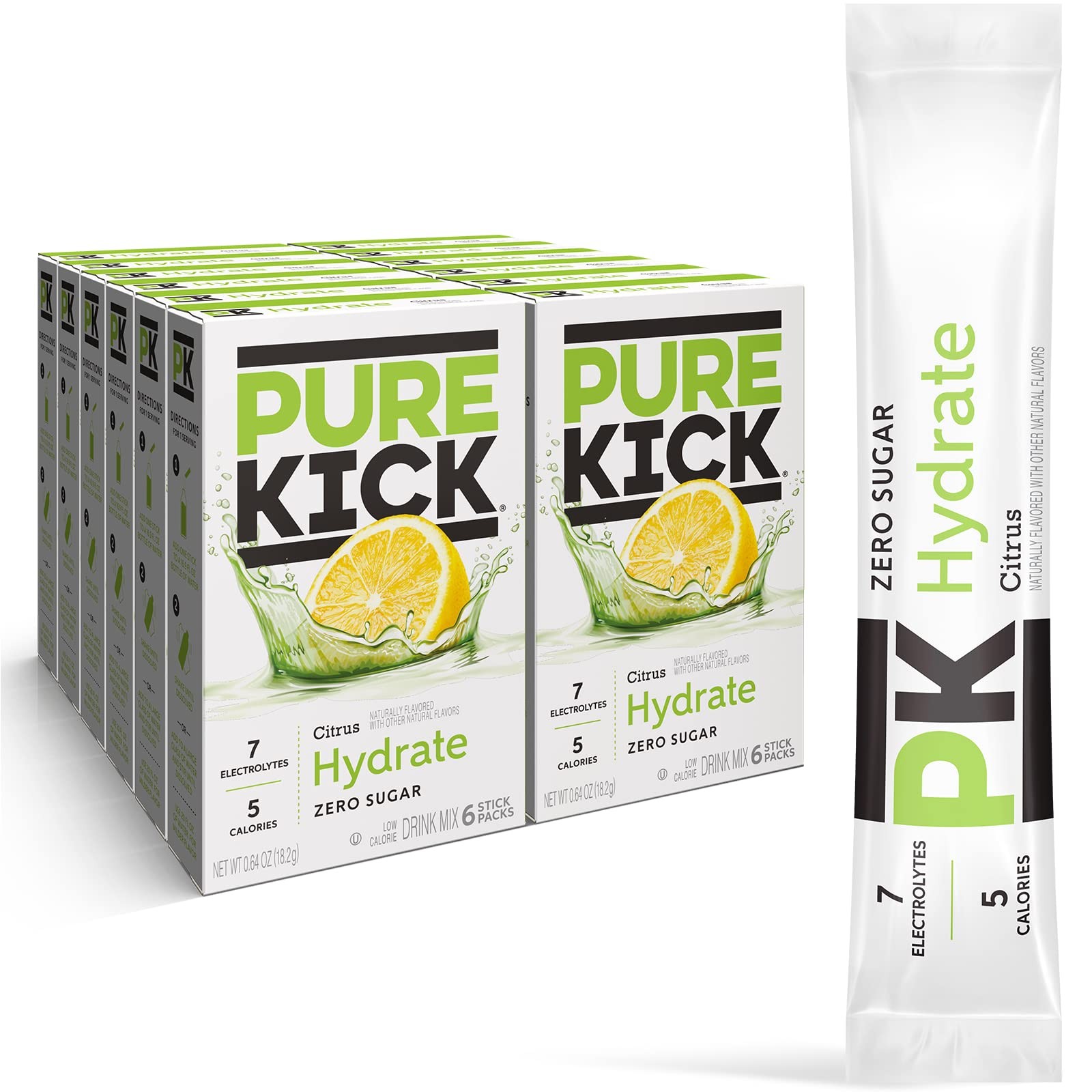 PURE KICK Hydration Singles To Go Citrus Drink Mix 72 Packets Total