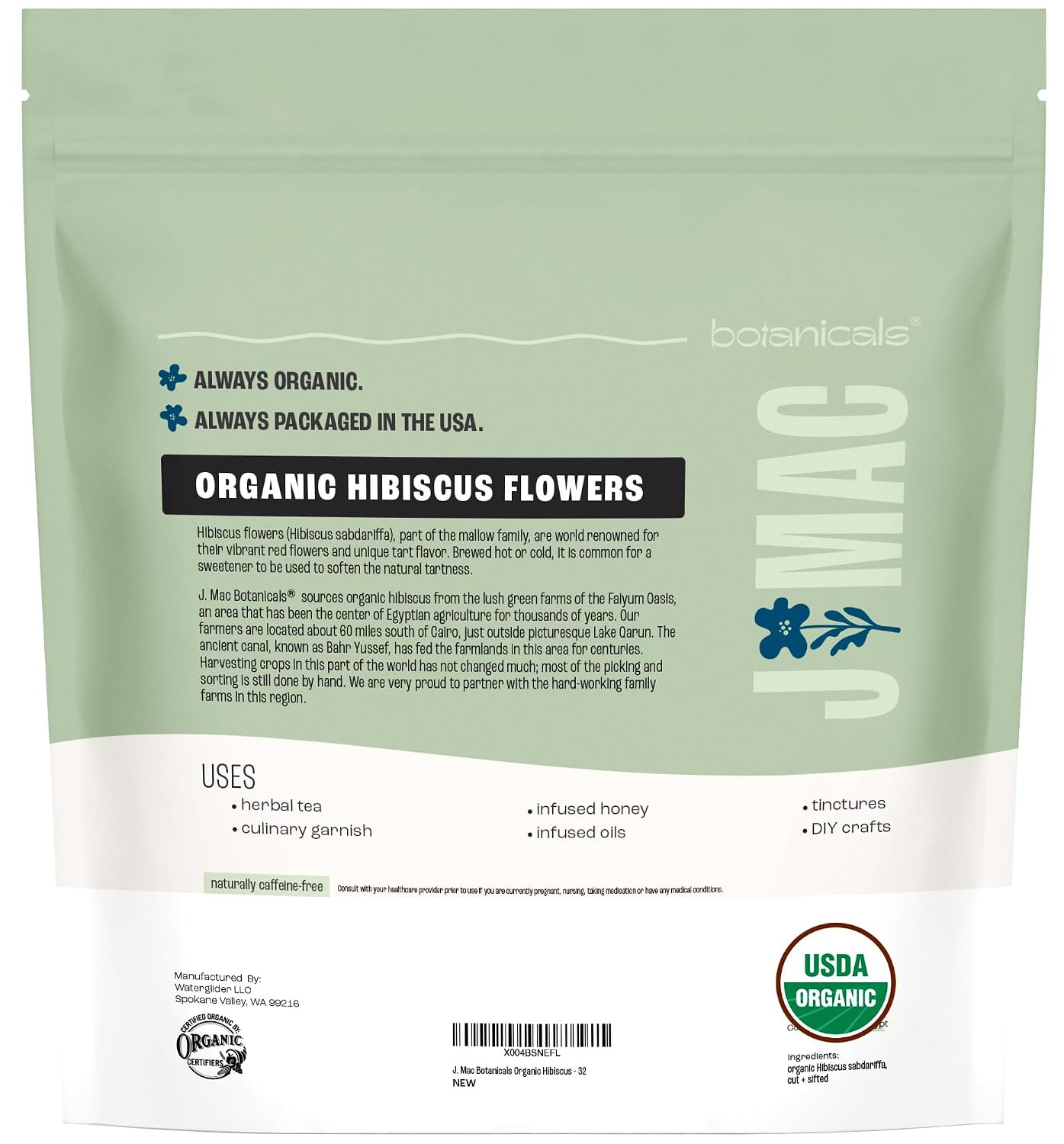 Certified Organic Hibiscus Flower (2 Pounds), Hibiscus Tea, Cut & Sifted Flowers