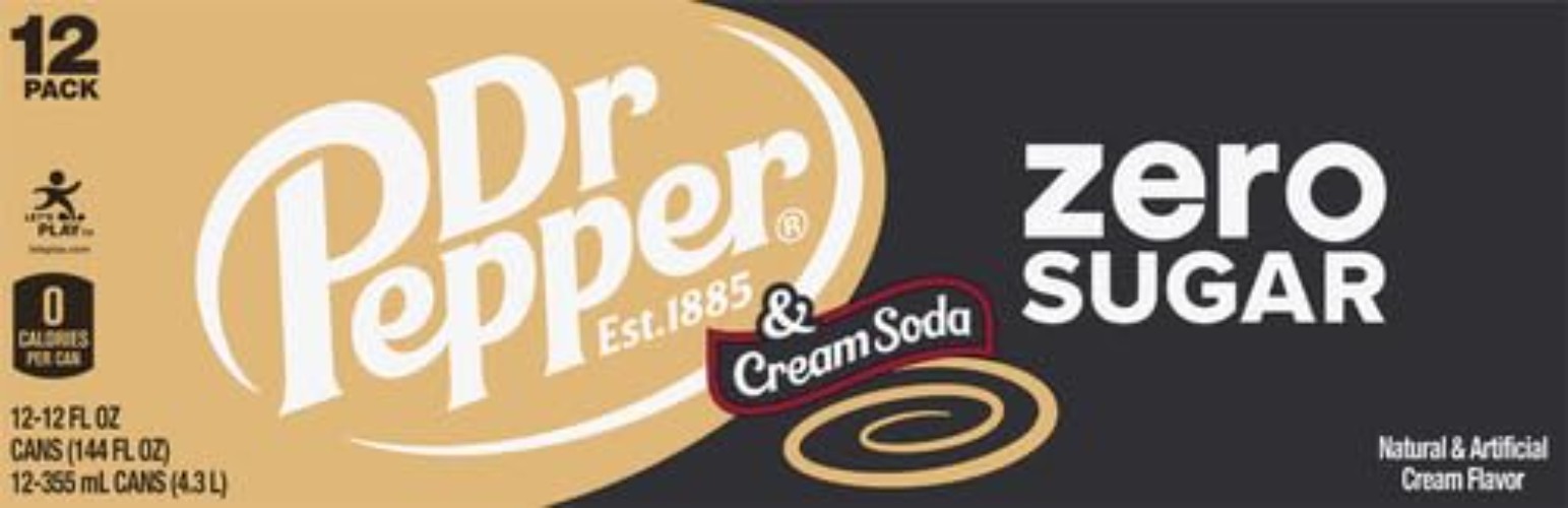 Pack of 24 Zero Sugar Cream Soda – 12 Fl Oz Cans, Refreshingly Bold Flavor