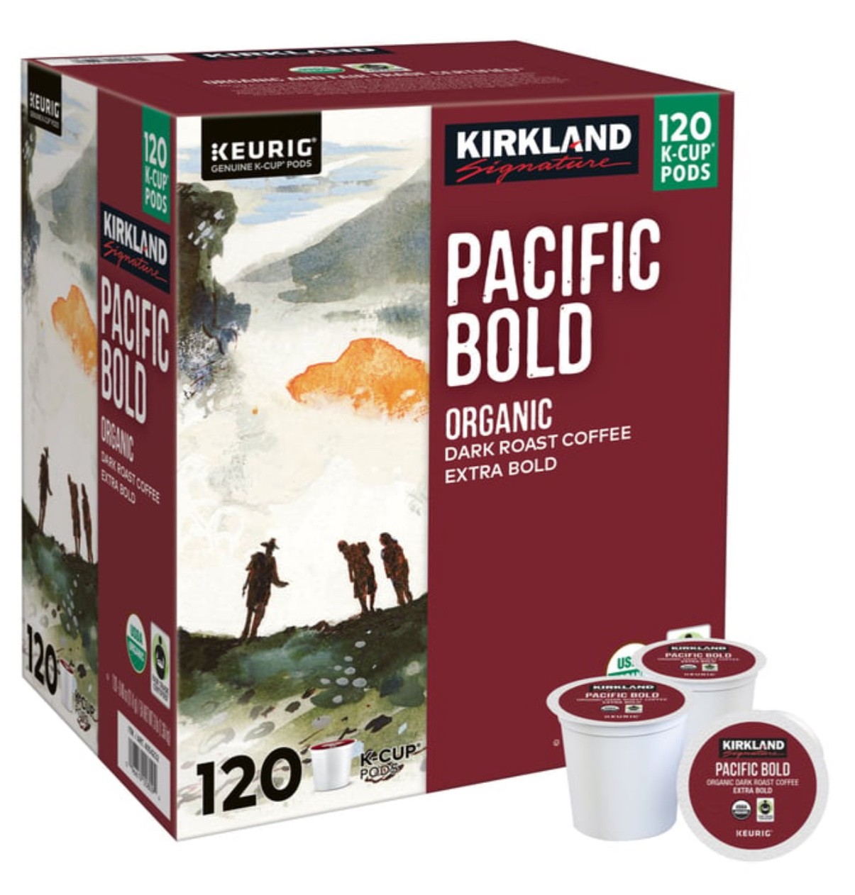 Kirkland Signature Organic Pacific Bold K‑Cup Pods 120ct Dark Roast Coffee New