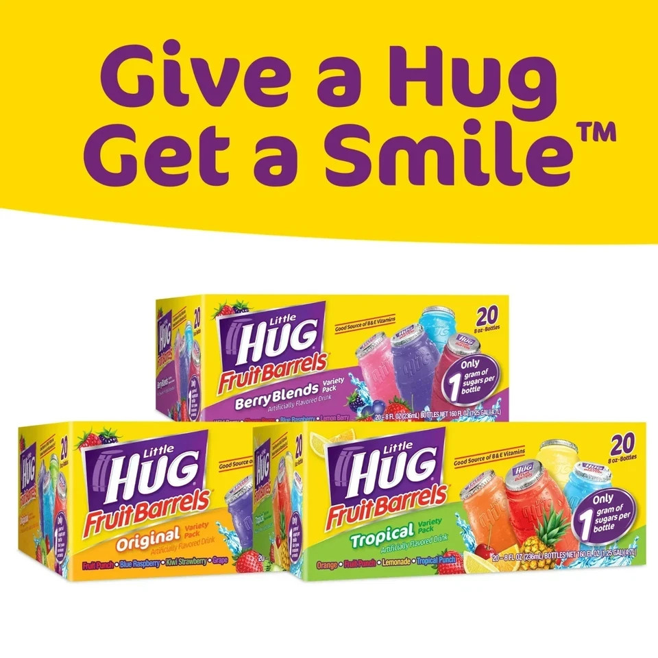 Little HUG Fruit Barrels Kids Drinks Variety Pack, 8 fl oz, 40 Count