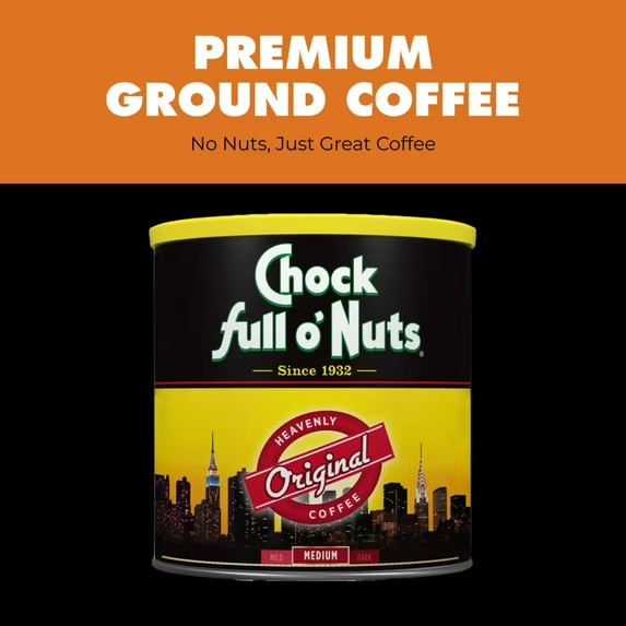 Chock Full o’Nuts Original Medium Roast Ground Coffee Heavenly Coffee 30.5 oz