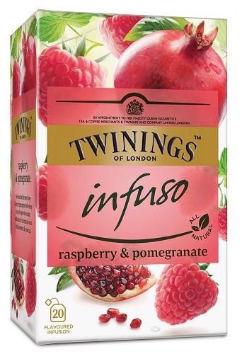 TWININGS Raspberry & Pomegranate Flavored Fruit Tea 20 Envelope Box