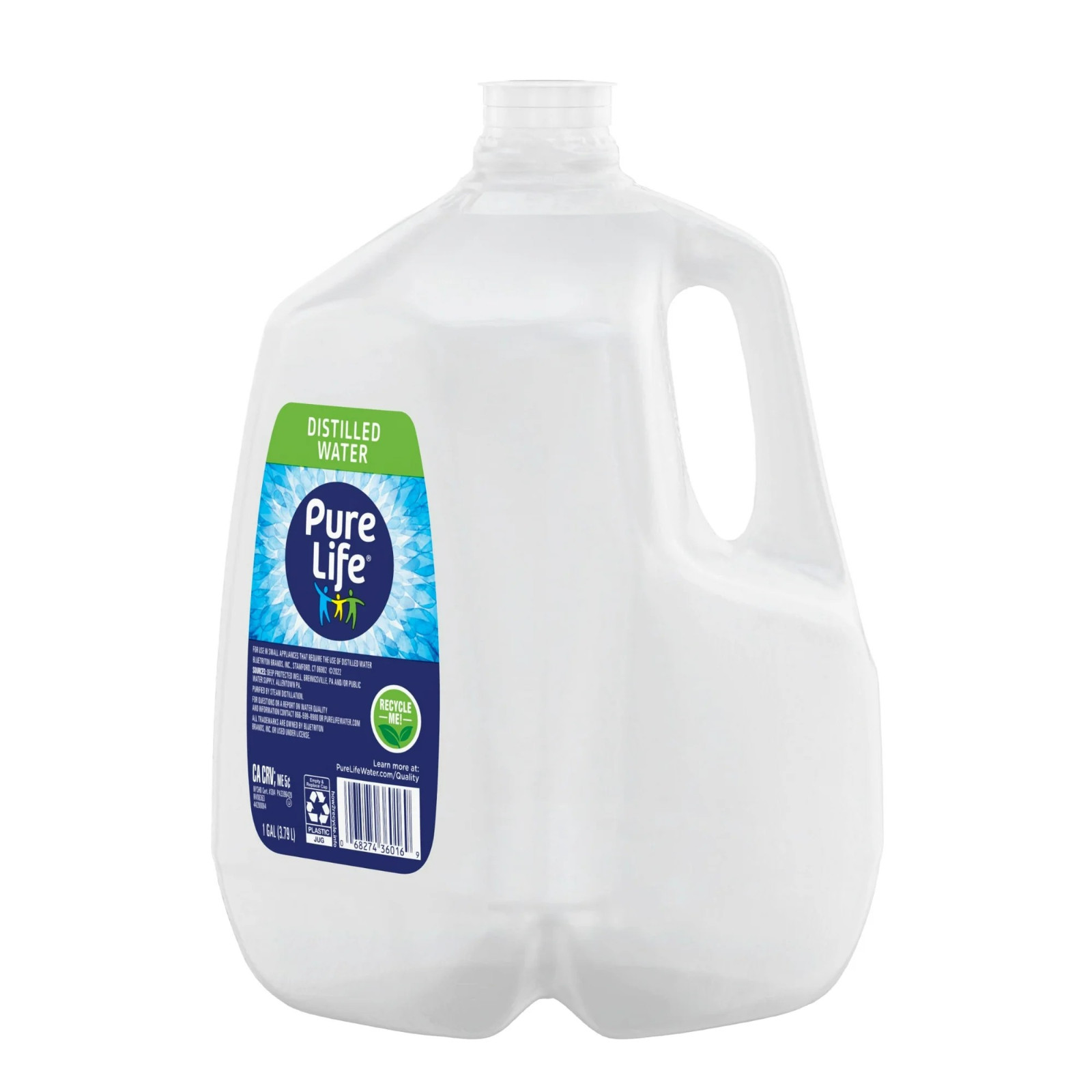(6 pack) Pure Life Distilled Water, 1 gal, Single Plastic Jug