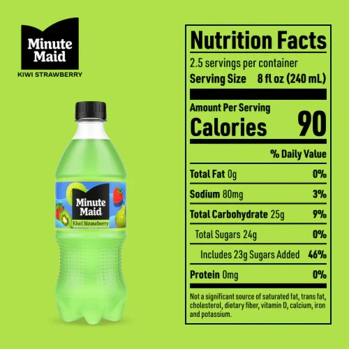 Minute Maid Kiwi Strawberry 20FL OZ Bottles – Refreshing Fruit Drink 24CT Case