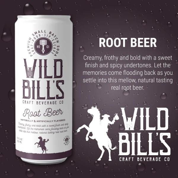 Wild Bill’s Soda Pop Root Beer 4 PACK – 12oz – FREE SHIPPING