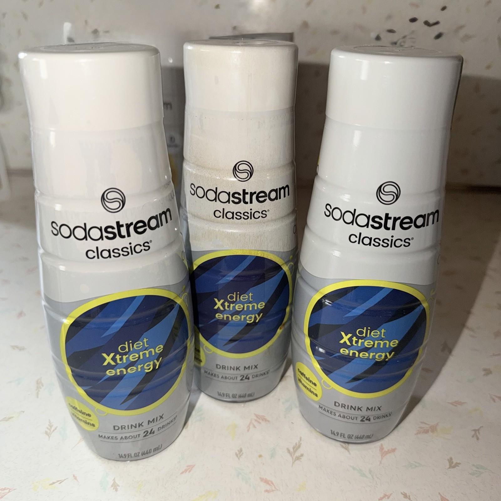 Lot of 3 SodaStream Classics Diet Xtreme Energy Drink Mix – 14.9 fl oz – SEALED!
