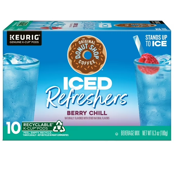 The Original Donut Shop, Iced Refreshers Berry Chill Flavor K-Cup Pods, 10 Count