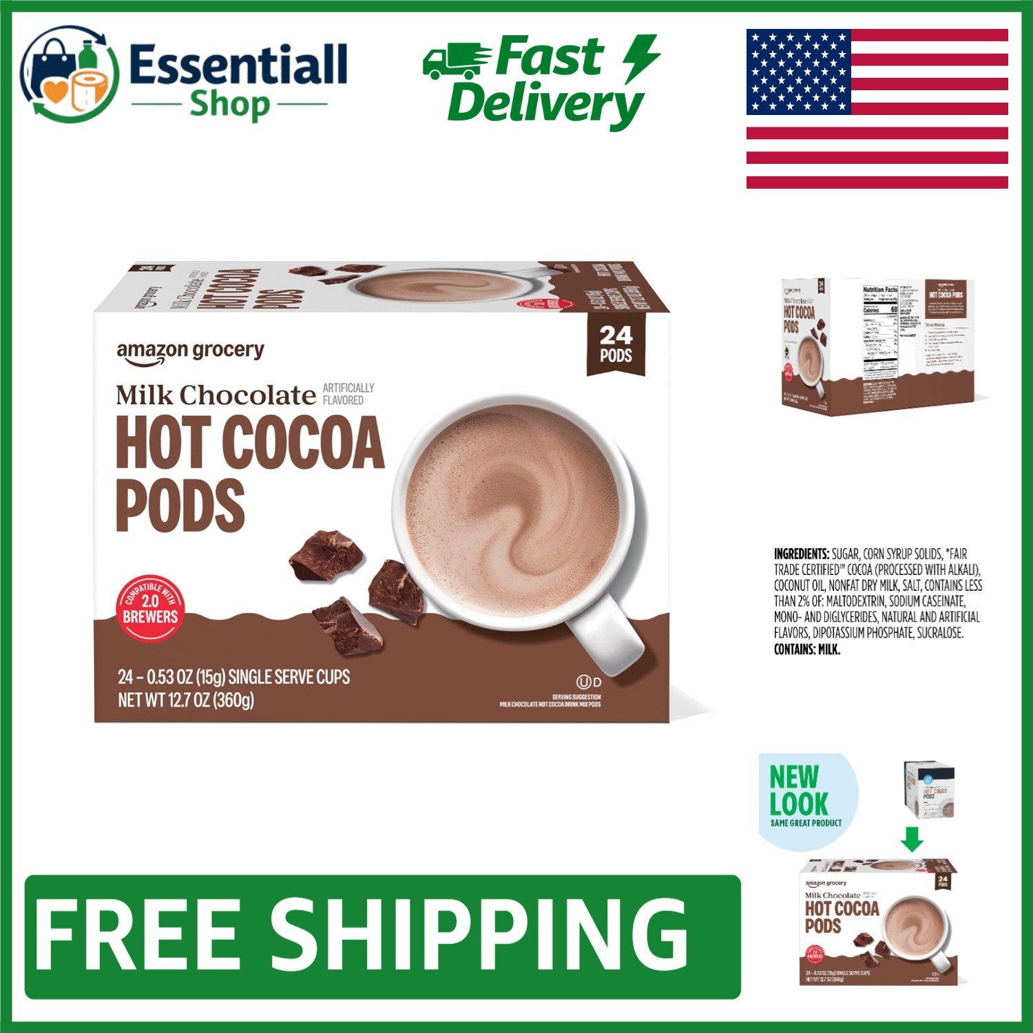 Rich Milk Chocolate Hot Cocoa Pods, 24 Count – Ideal for Cozy Indulgence Anytime