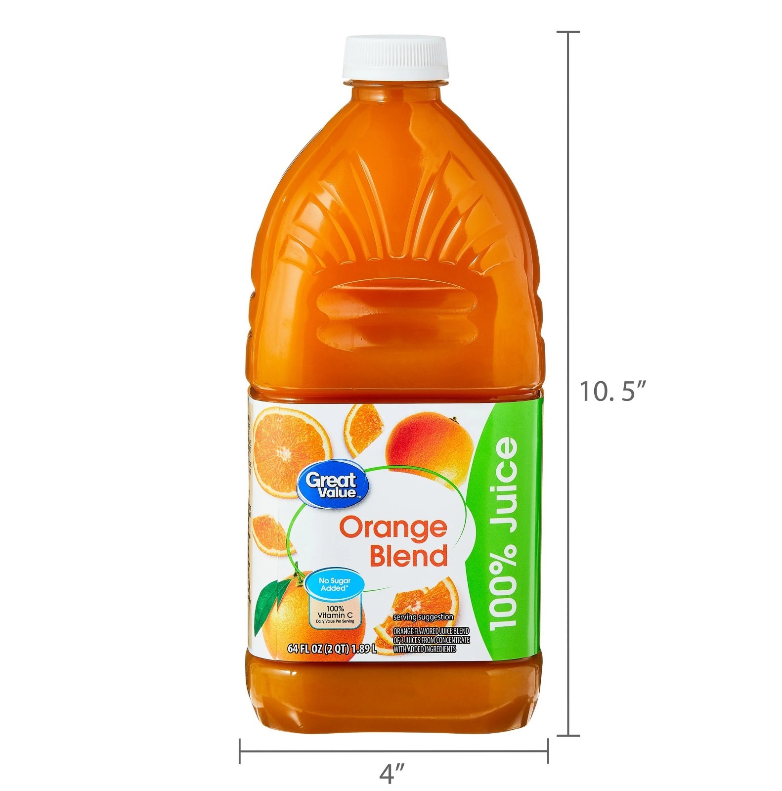 Great Value 100% Juice Orange Blend, 64 fl oz Bottle