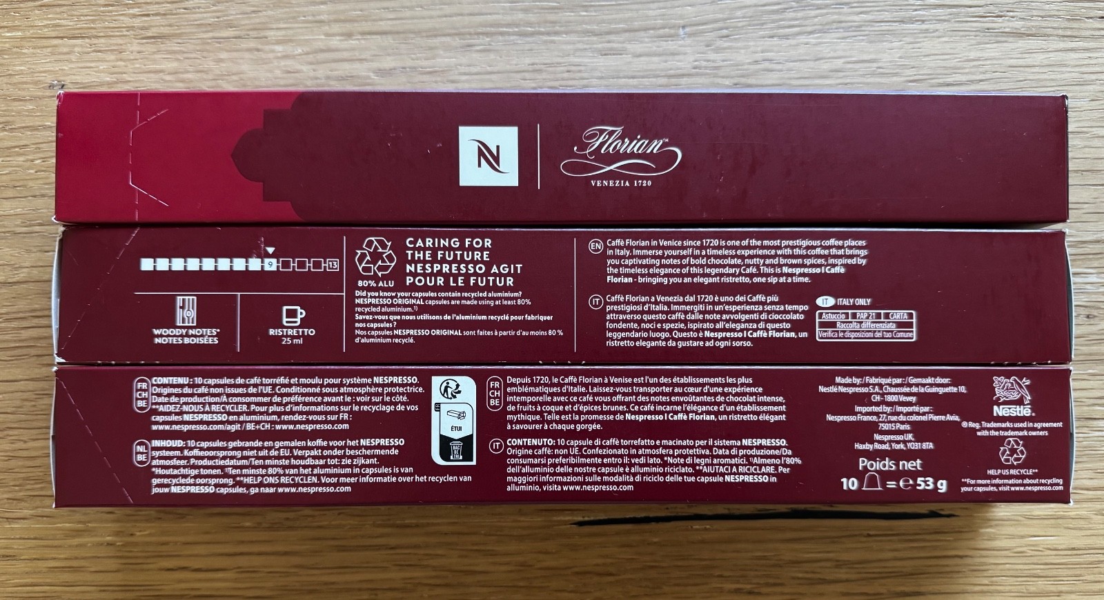 Nespresso CAFFE FLORIAN Original Line Limited Edition 3 sleeves READ