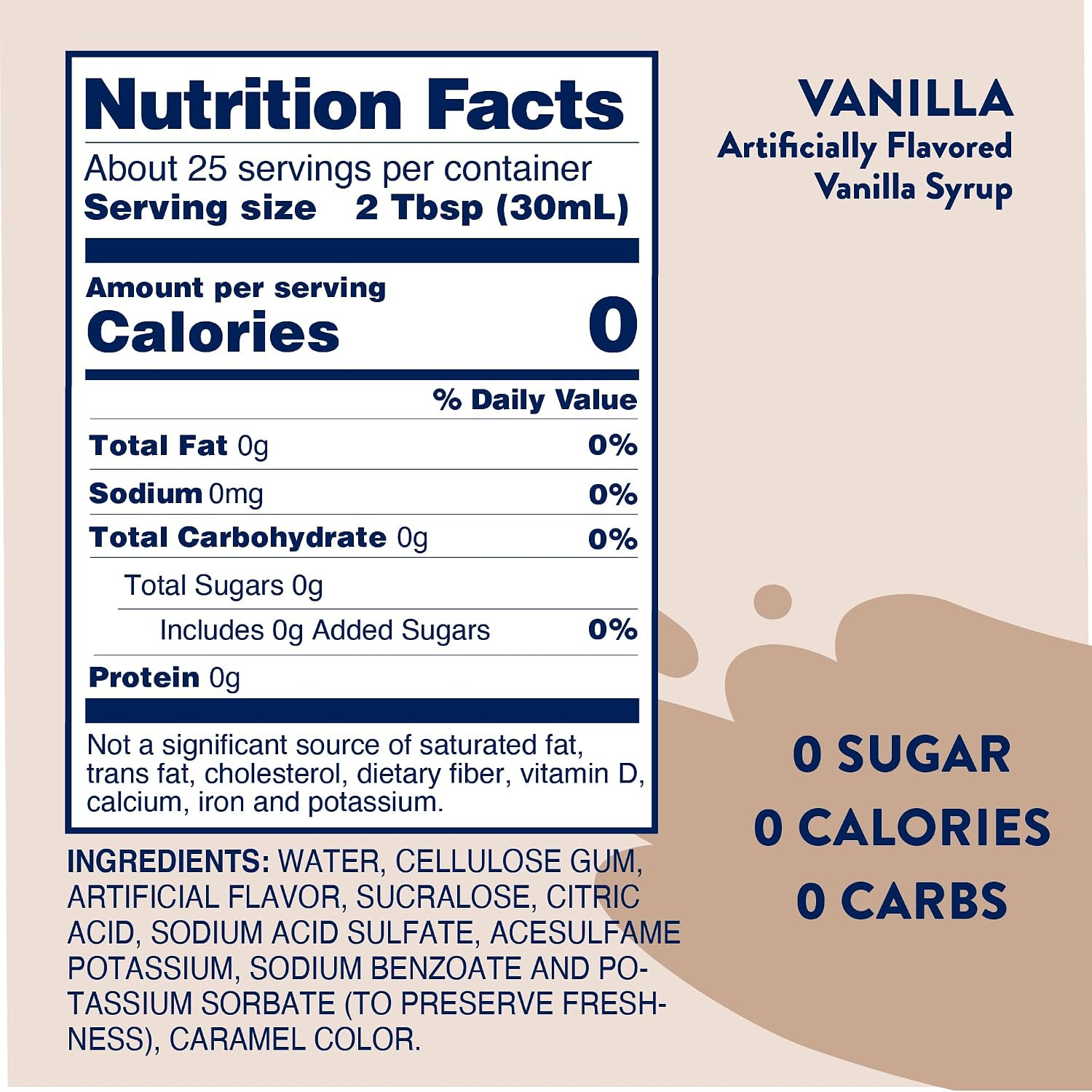 Jordan’S Skinny Mixes Sugar Free Coffee Syrup, Vanilla Coffee Flavoring Syrup, Z