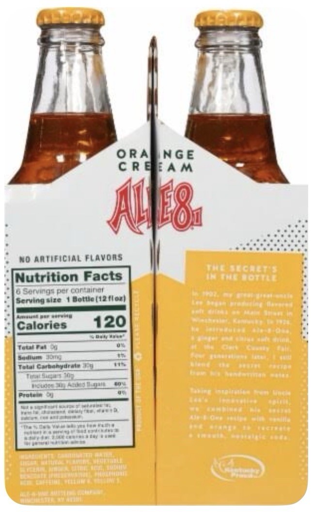 Ale 8 One Orange Cream Soda Pop 6 Glass Bottles Guaranteed Fresh Winchester Ky