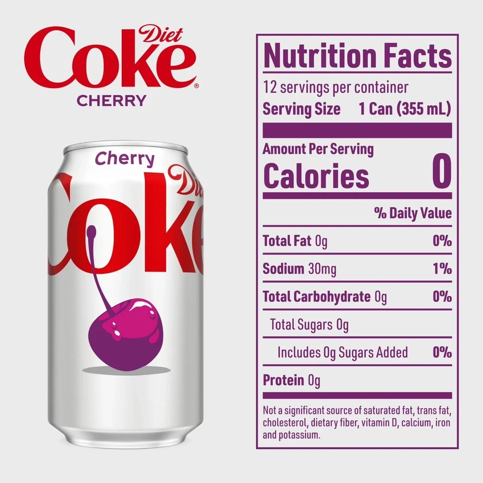 Diet Coke Cherry, Soda Soft Drink 12 fl oz 12Pk