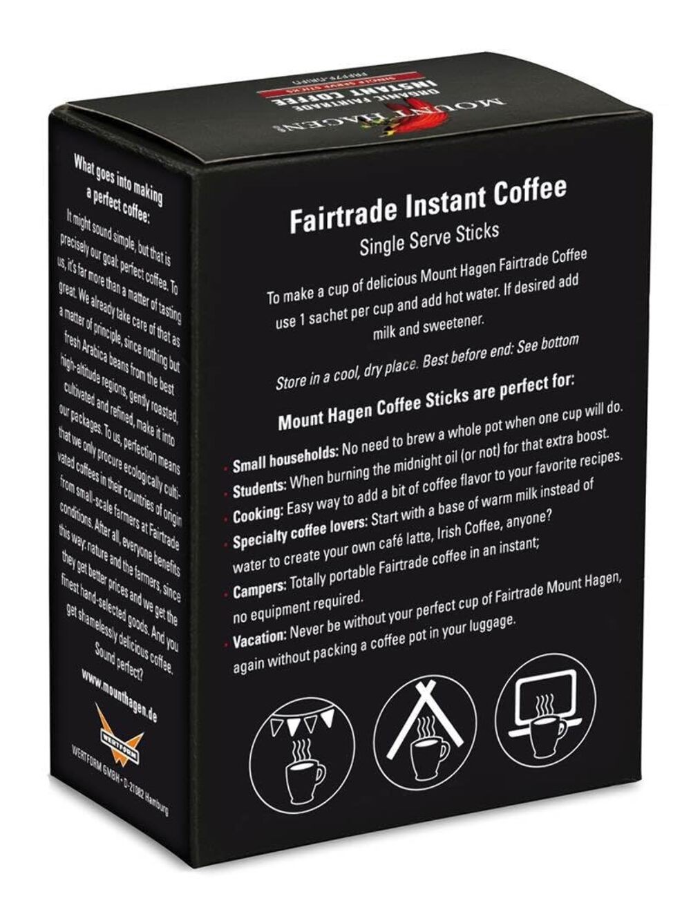 Mount Hagen Organic Fairtrade Instant Coffee 25 Pkts *****8 PACK CASE******