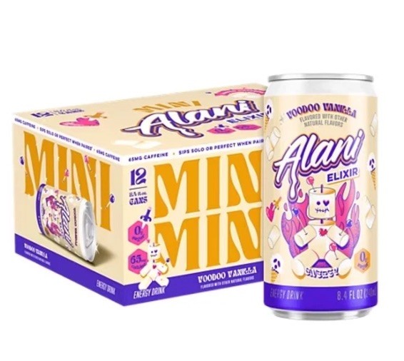 PRESALE — Alani Voodoo Vanilla Mini Elixir Energy Drinks 12 pk Mini Cans