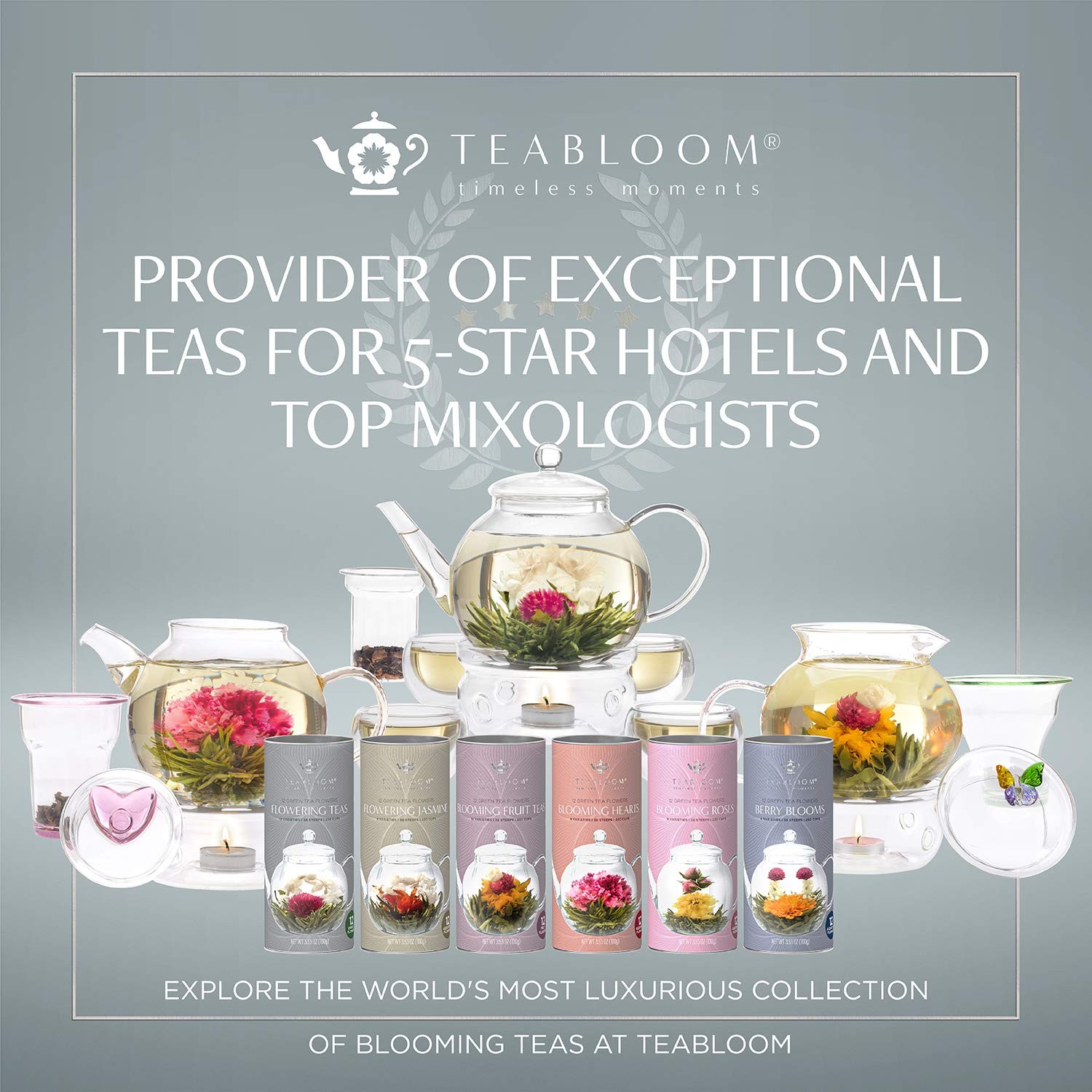 Teabloom Flowering Tea – 12 Unique Varieties of Fresh Blooming 12 Count