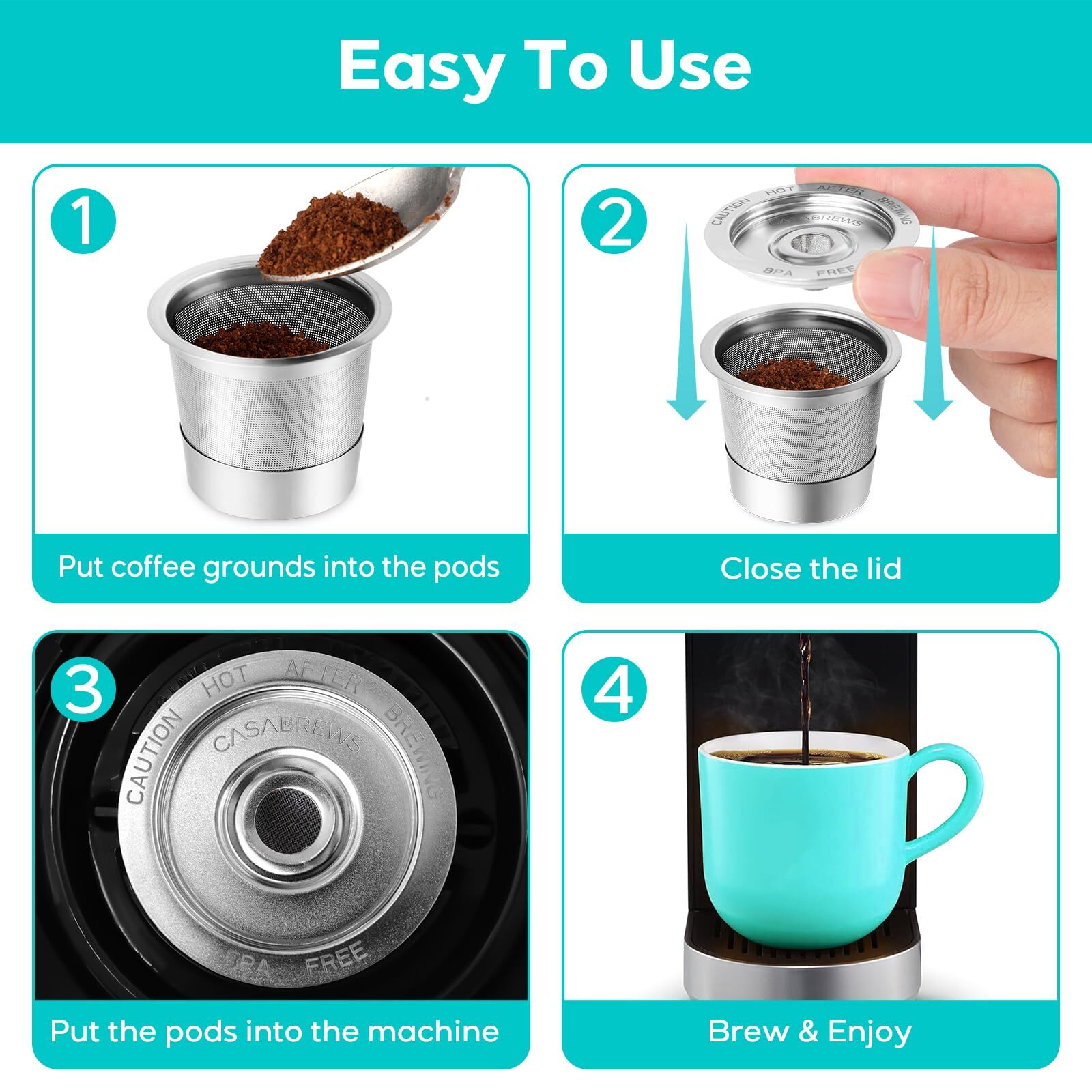 2Pack Reusable K Cups Coffee Pod for Keurig Universal Stainless Steel Refillable