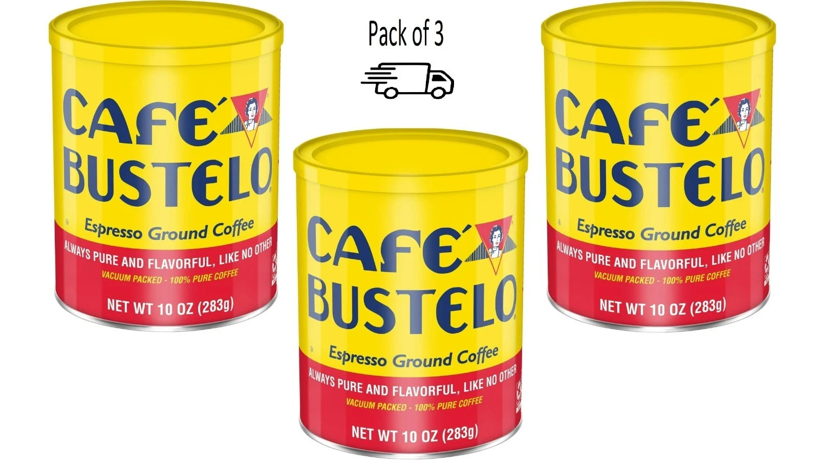 Cafe Bustelo, Espresso Style Dark Roast Ground Coffee, 10 oz Can (Pack of 3)