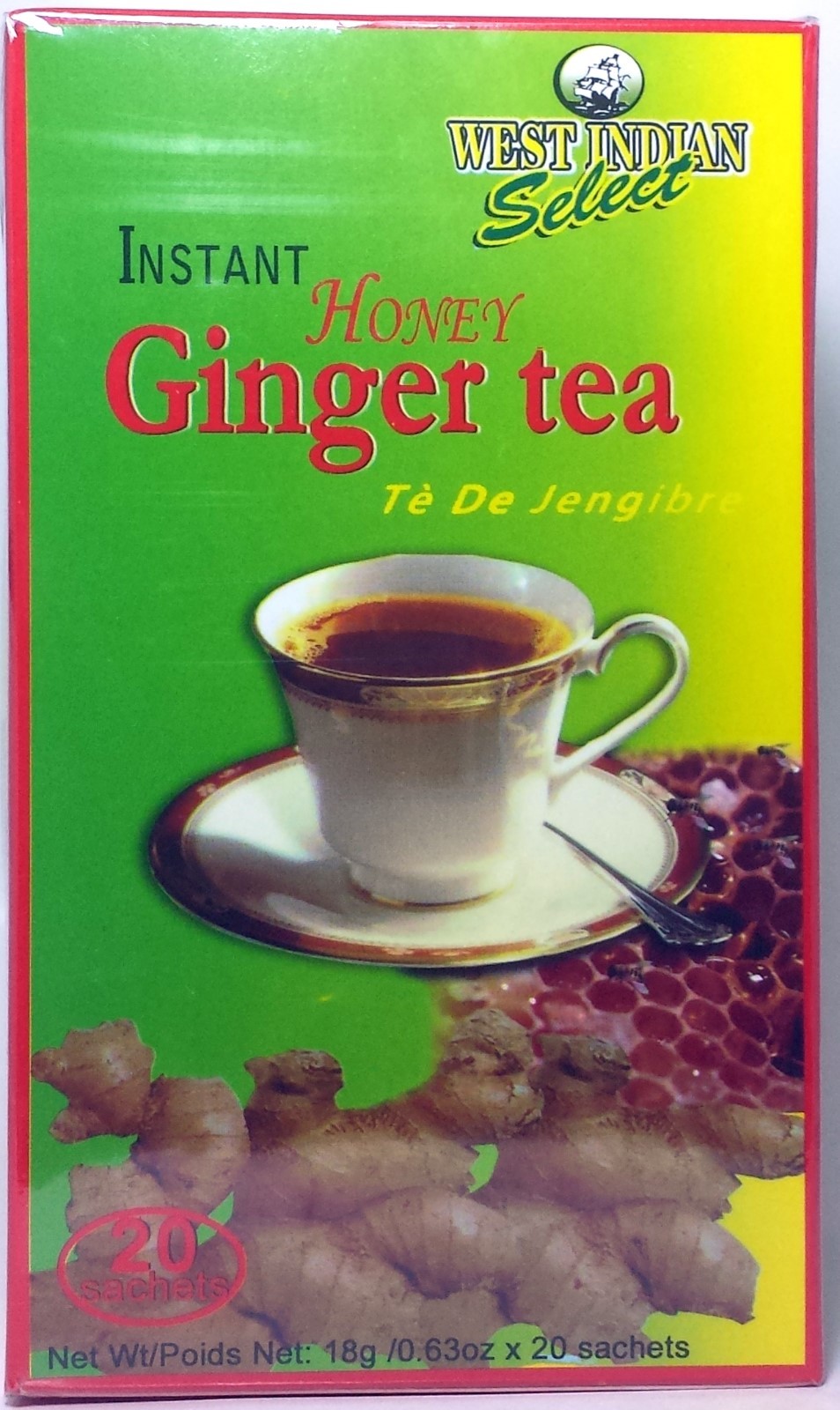 Instant Honey Ginger Tea by West Indian Select – 20 bags ea