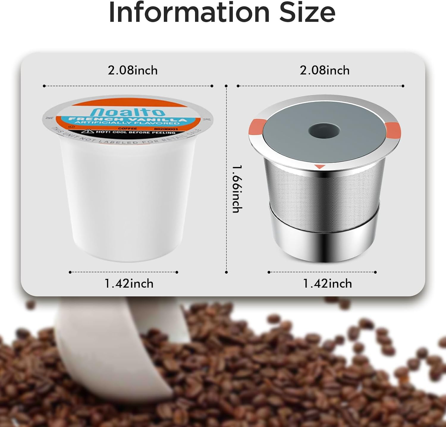 Noalto Reusable K Cups and Coffee Pods,Universal Stainless Steel K Cups for Keur