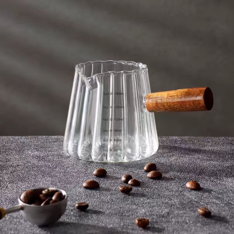 1 Pcs 180ml Mini Coffee Cup, Glass Milk Cup, Italian Coffee Cup With Wooden Hand