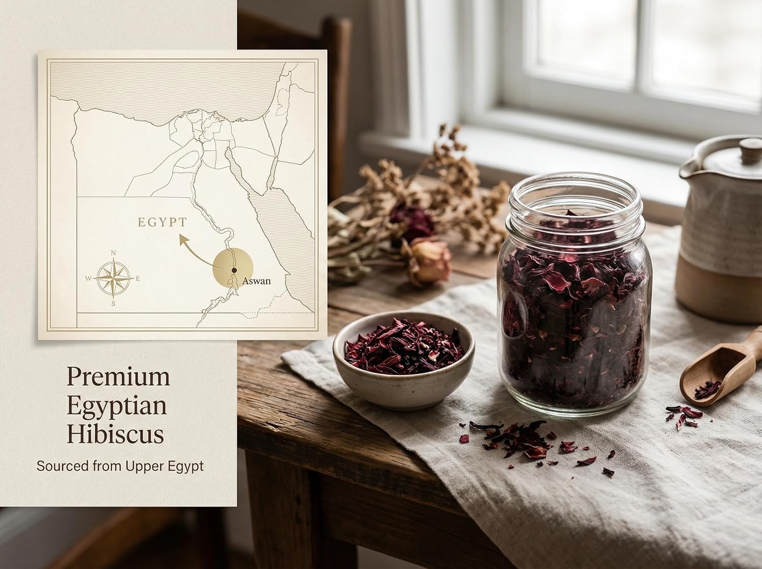 Zeeza Hibiscus Tea, 1LB, Organic Hibiscus Flowers from Egypt – Cut & Sifted –