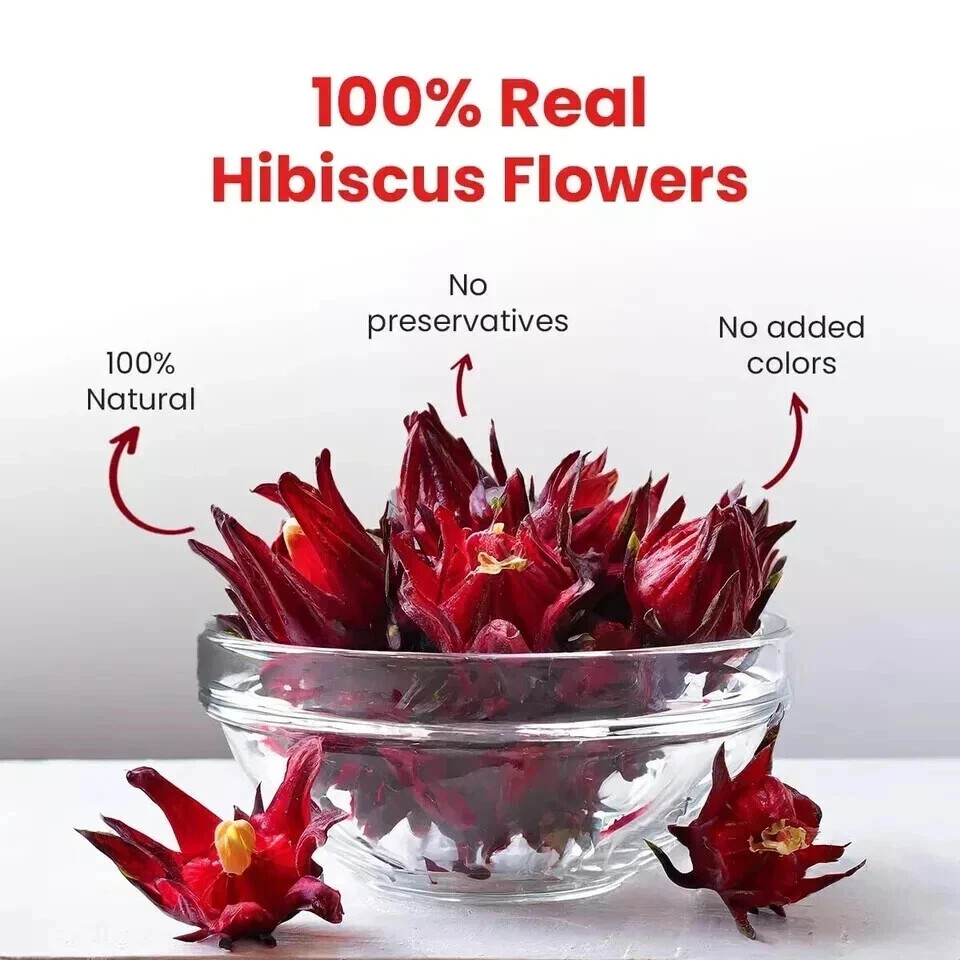 Dried Hibiscus Flowers Cut & Sifted, Flor de Jamaica, Hibiscus Tea Jamaica 100g
