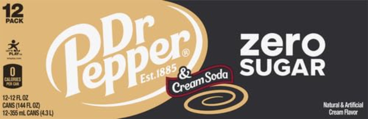 Pack of 24 Zero Sugar Cream Soda – 12 Fl Oz Cans, Refreshingly Bold Flavor