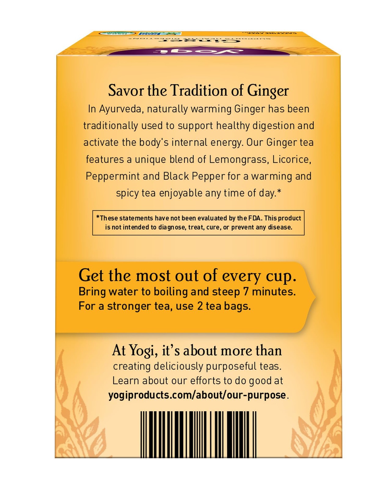 Yogi Organic Ginger Tea | 16 Count | Caffeine-Free | USDA Organic | Vegan