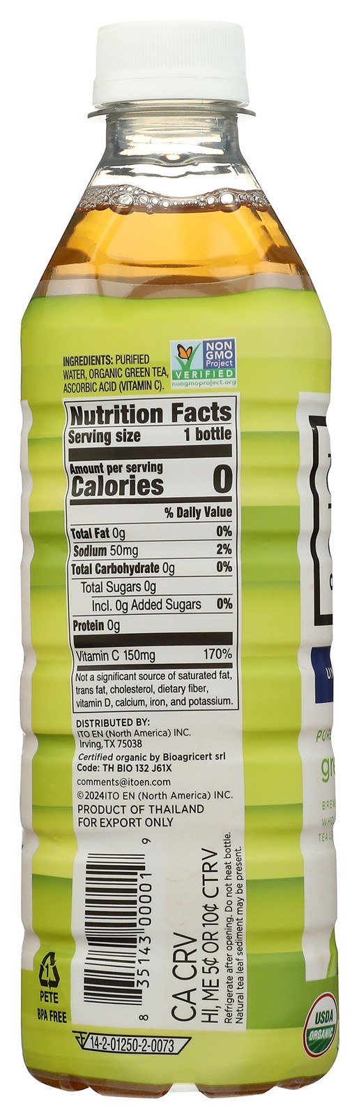 Teas’ Tea Unsweetened Organic Green 16.9 Oz Ready To Drink Fl 12 Pack