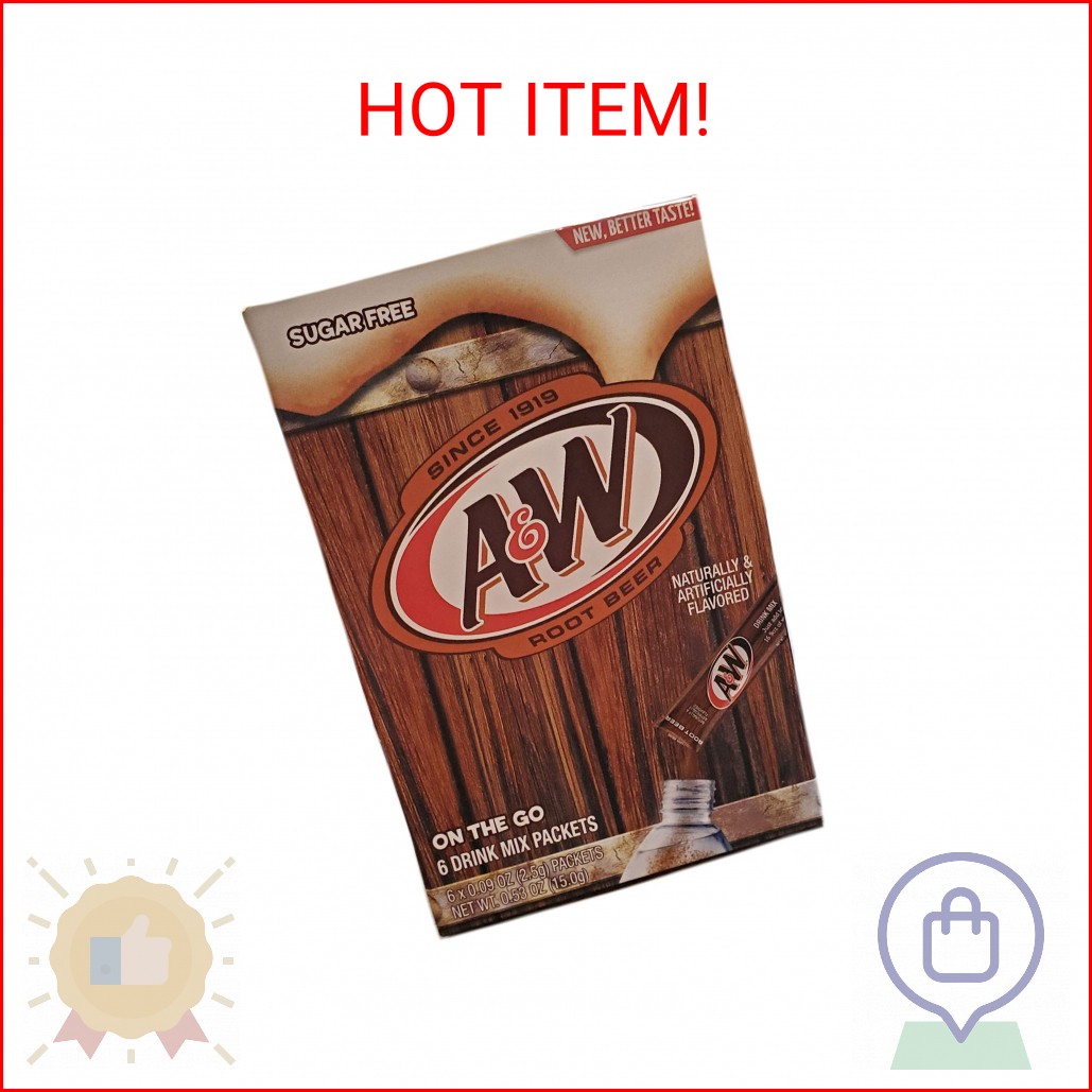 A&W Root Beer Caffeine/Sugar Free Classic On-the-Go Drink Mix Packets – 2 Pk (12