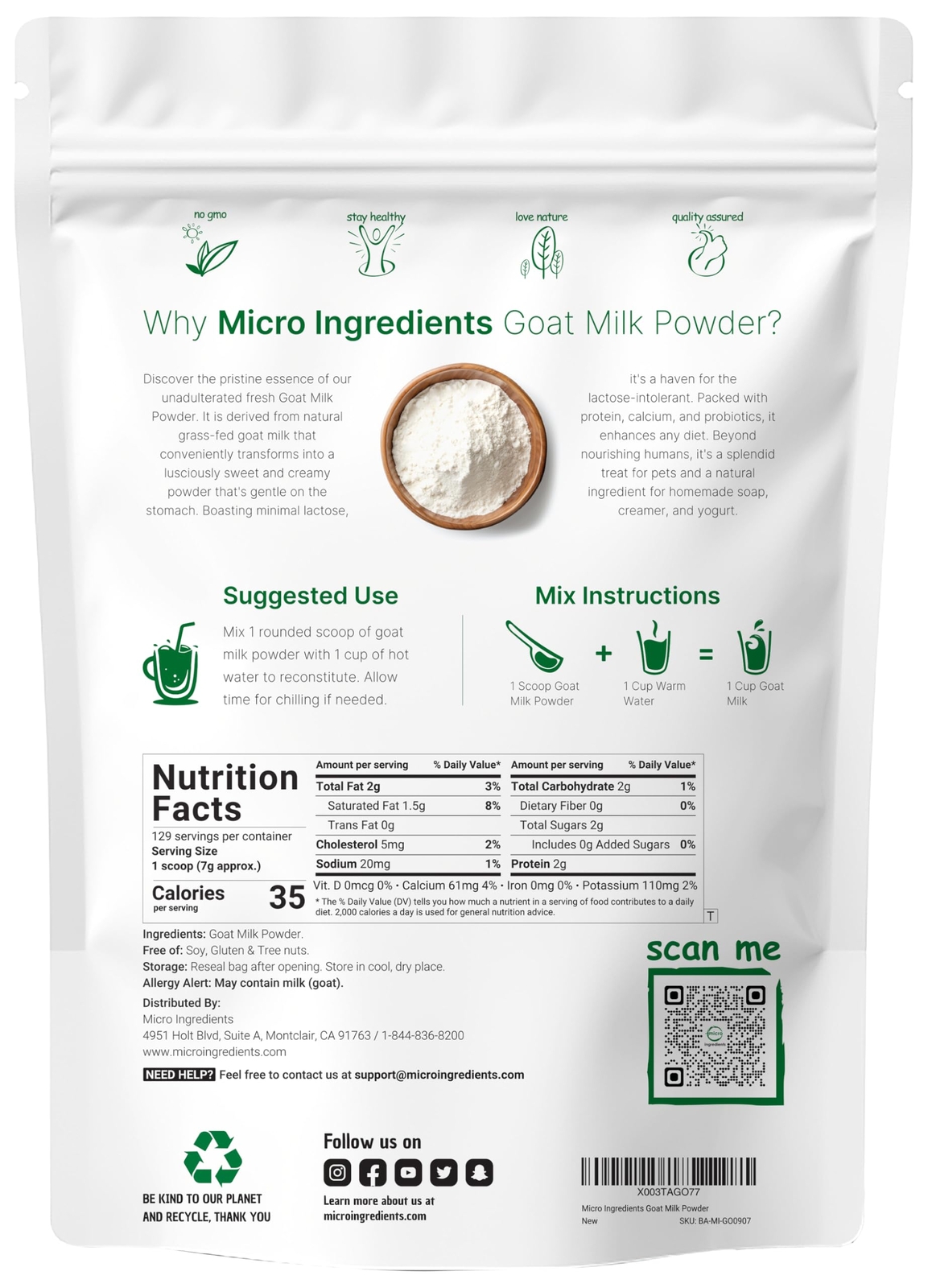 Goat Milk Powder, 2 Lb | Grass Fed Source, Australian Farm Derived, Unadulter…