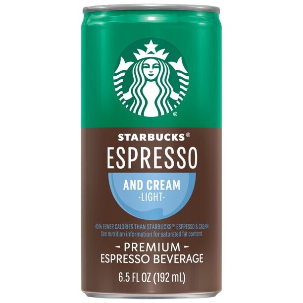 Starbucks Ready to Drink Coffee, Espresso & Cream Light , 6.5oz Cans 12 Pack