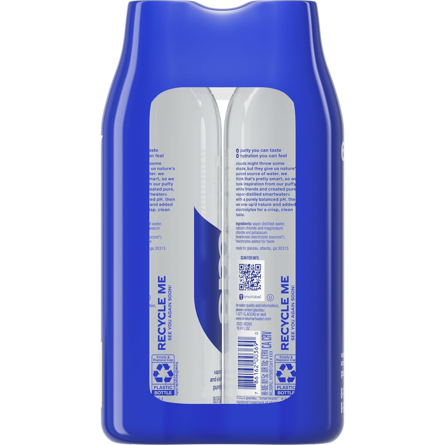 Smartwater Vapor Distilled Premium Water 16.9 fl oz Bottles (Pack of 6)