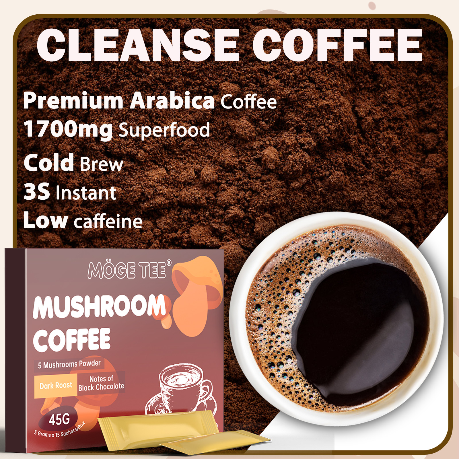 5 in 1 Organic Mushroom Coffee 100% Authentic FREE SHIPPING Energy, Brain, Focus