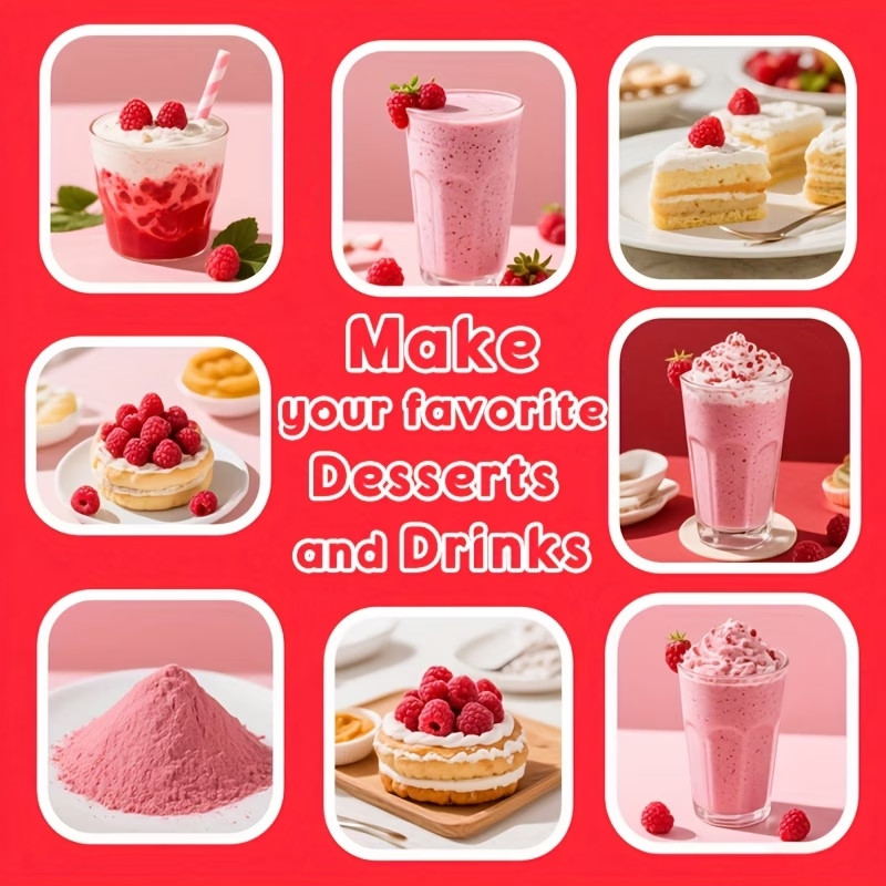 8Oz (227G) of Raspberry Powder with No Added Sugars Or Additives Vegan