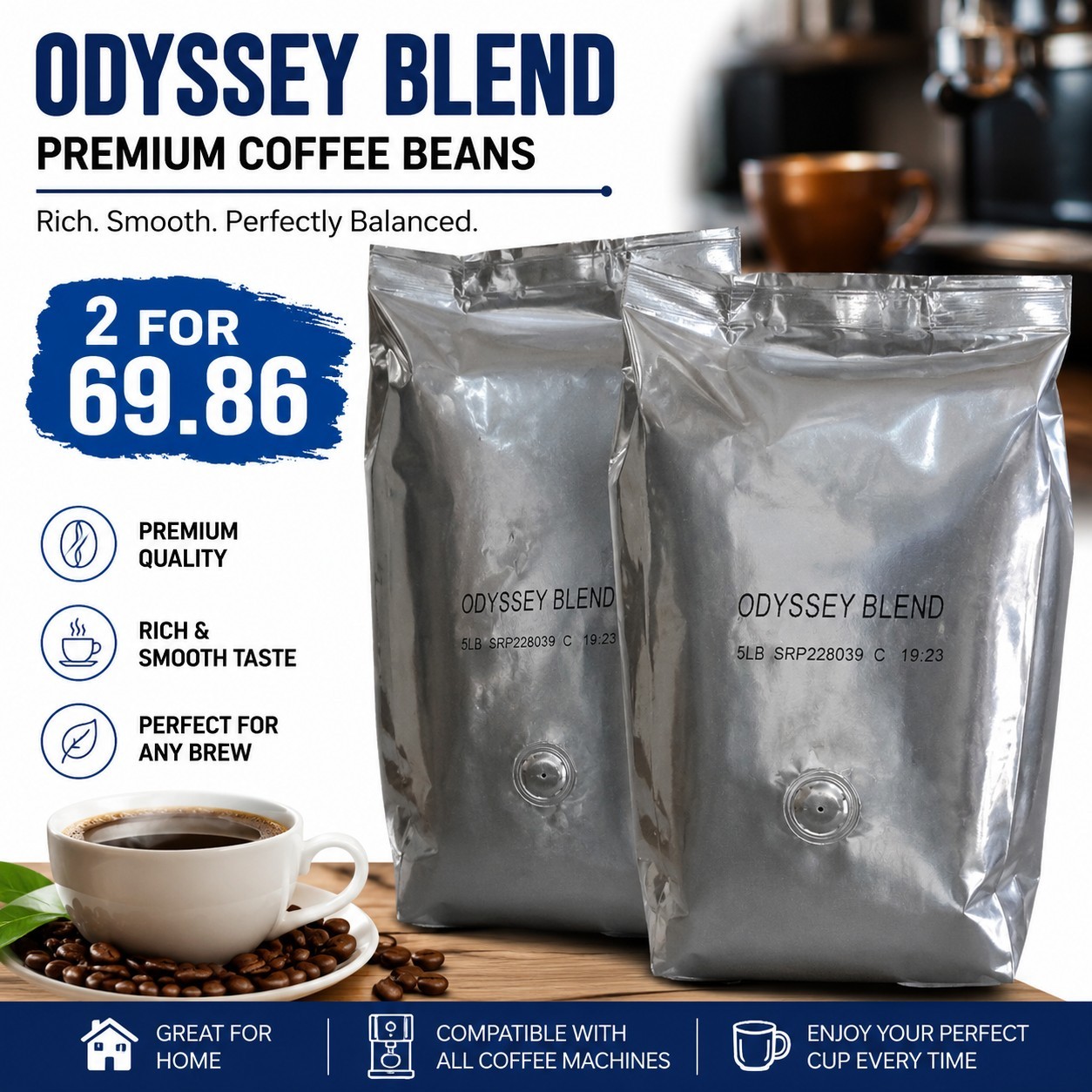 Lot Of 2Starbucks Odyssey Blend Whole Coffee Bean 5lbs -SEALED-NEW