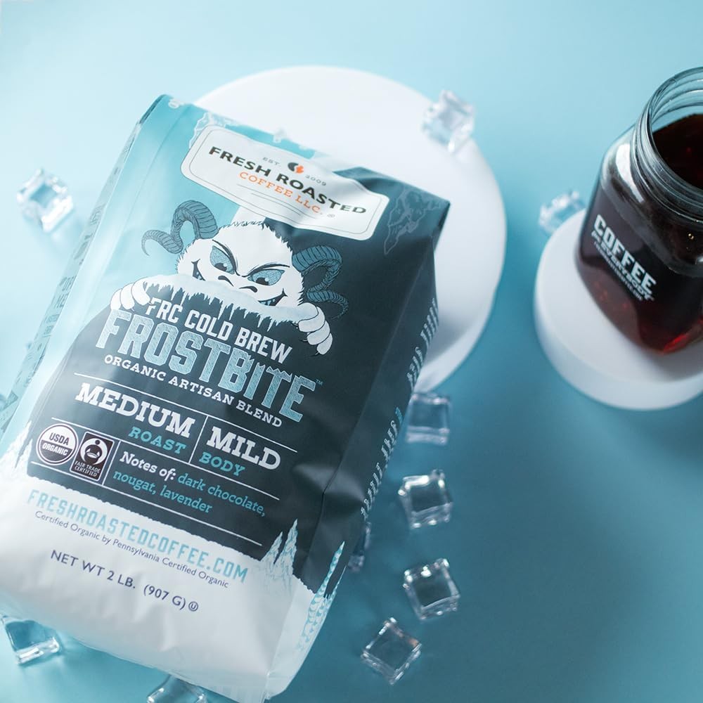 Organic Frostbite Cold Brew Coarse Ground Coffee, Medium Roast, USDA Organic,