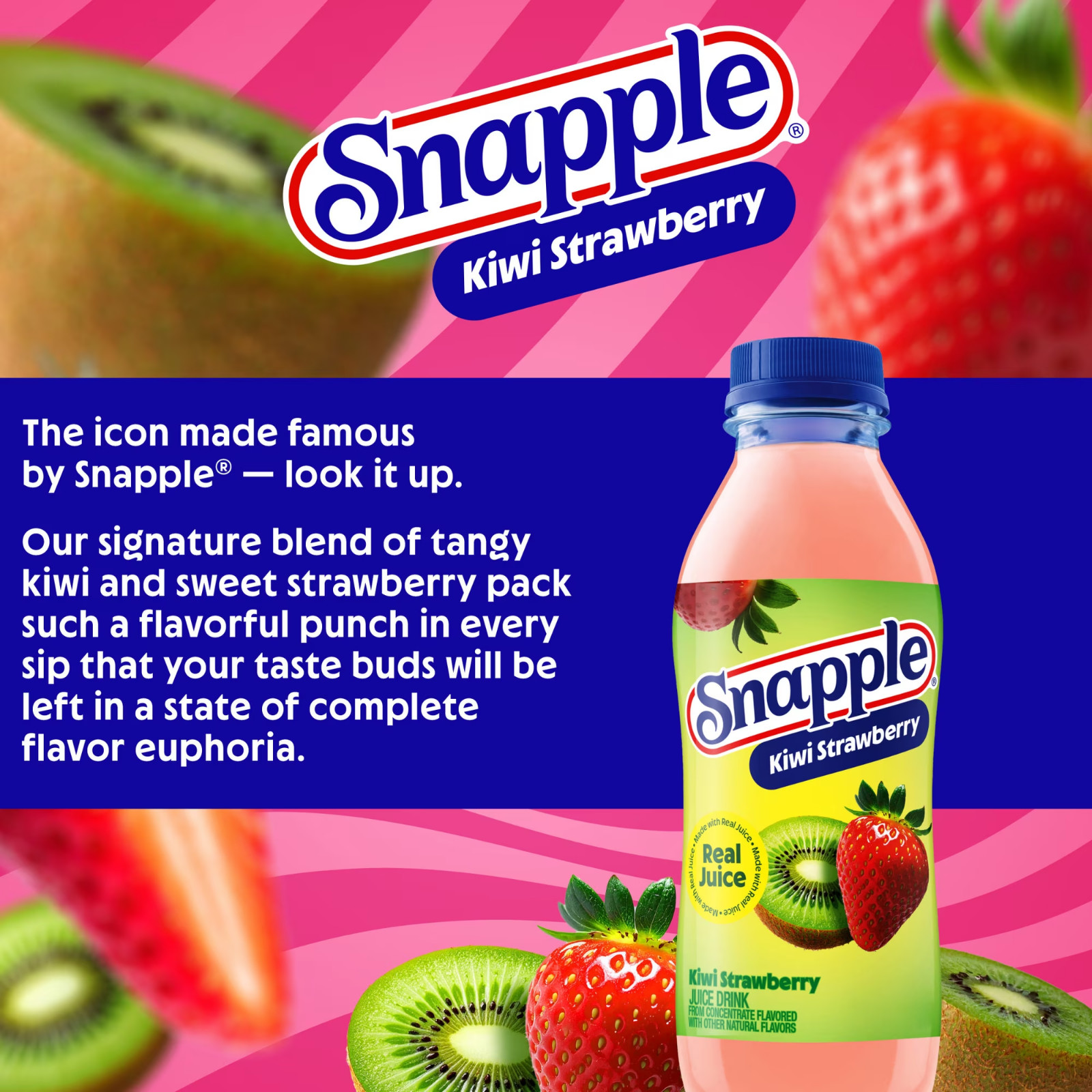 (2 pack) Snapple Kiwi Strawberry Juice Drink, 16 fl oz, 6 Count Bottle.