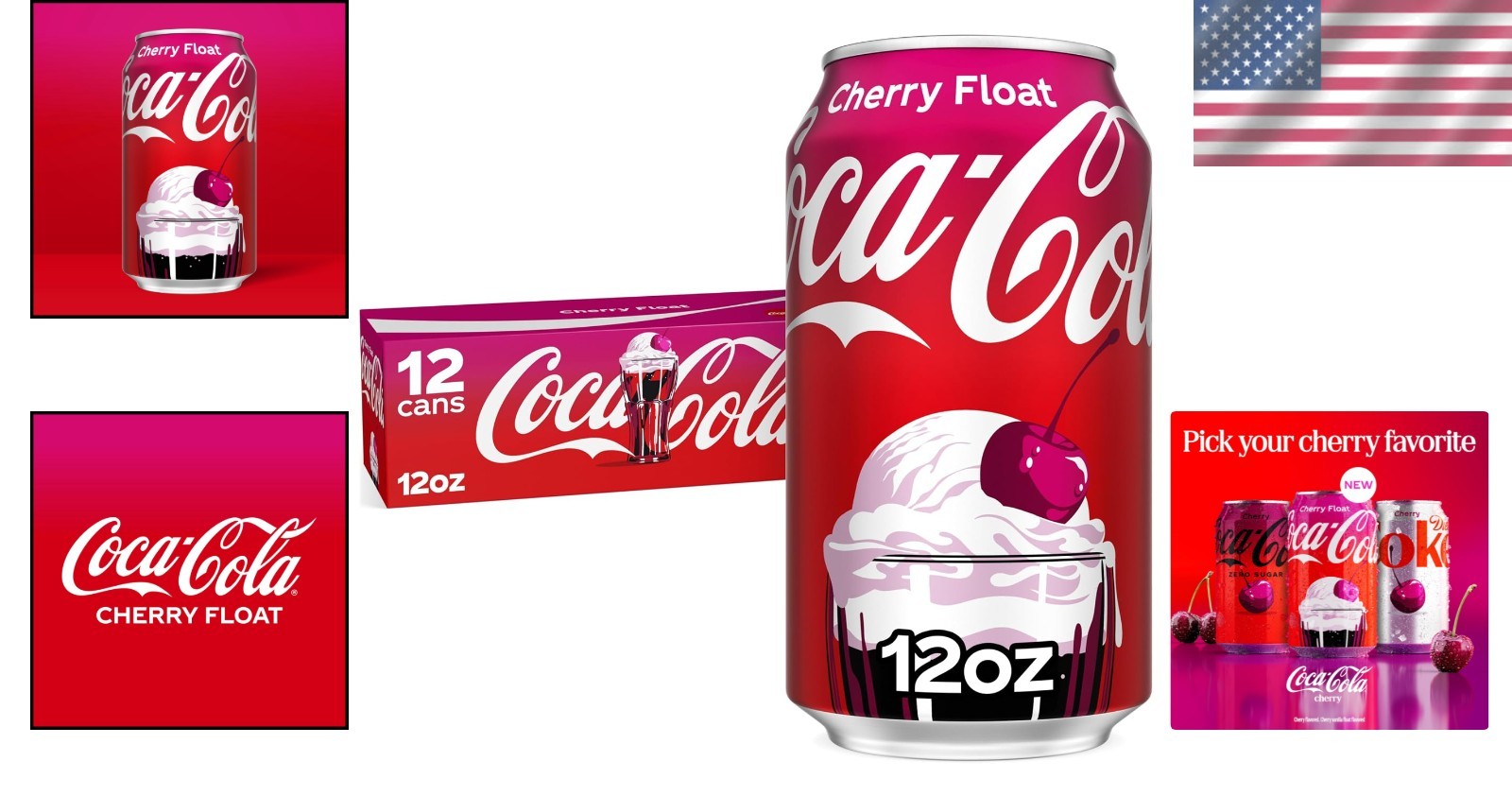 Classic Cherry Float Soft Drink: Coca-Cola 12-Pack with Creamy Vanilla Flavor