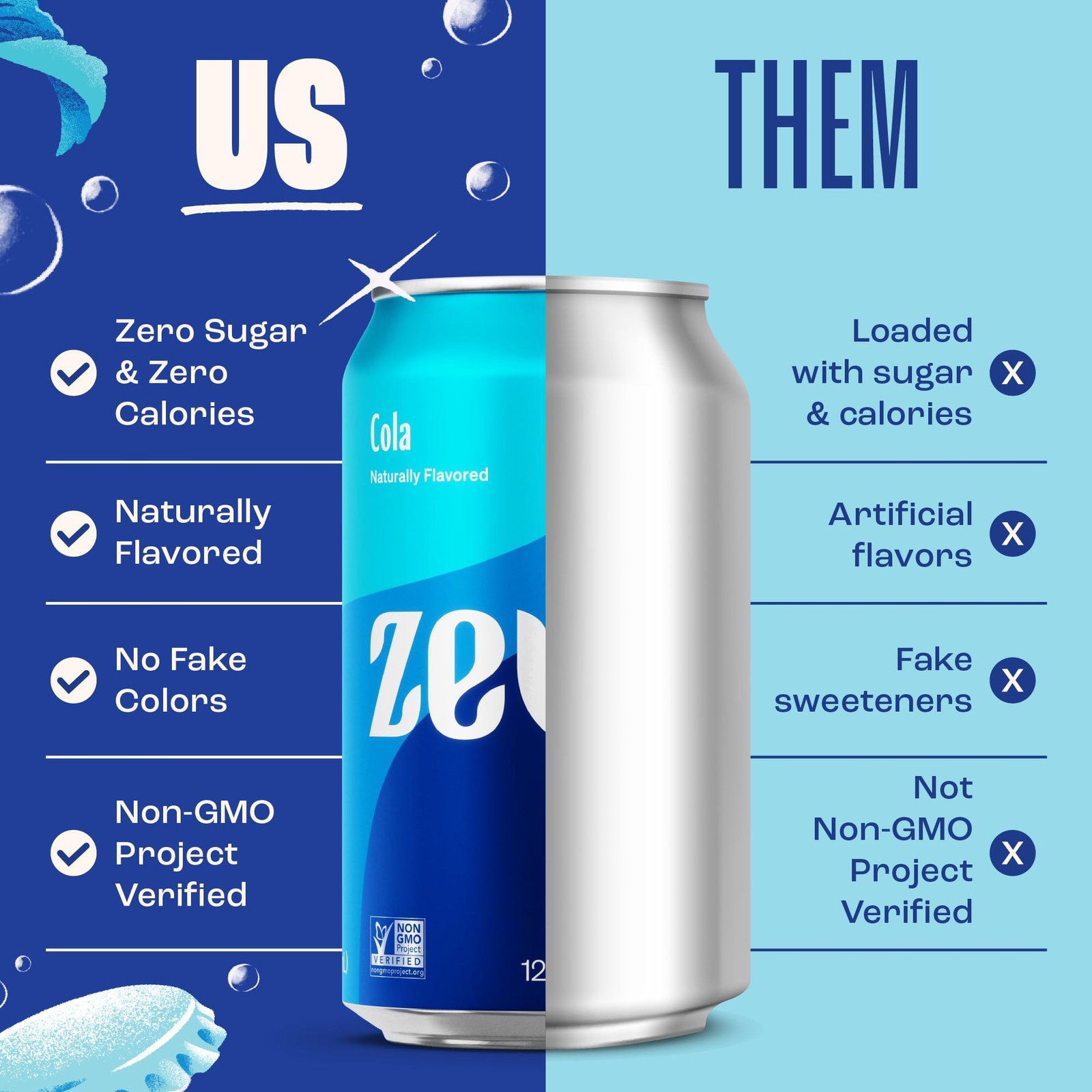 Zevia Zero Sugar Soda, Cola, 12 oz Cans (24-Pack) – Naturally Sweetened