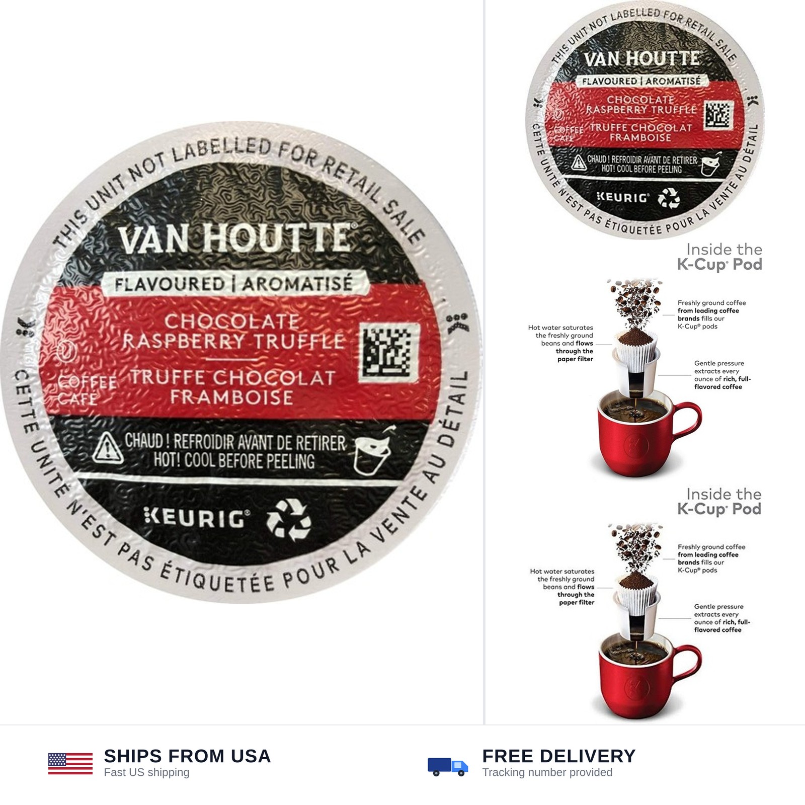 Van Houtte Chocolate Raspberry Truffle Coffee, Light Roast, K-Cup Portion Pac…