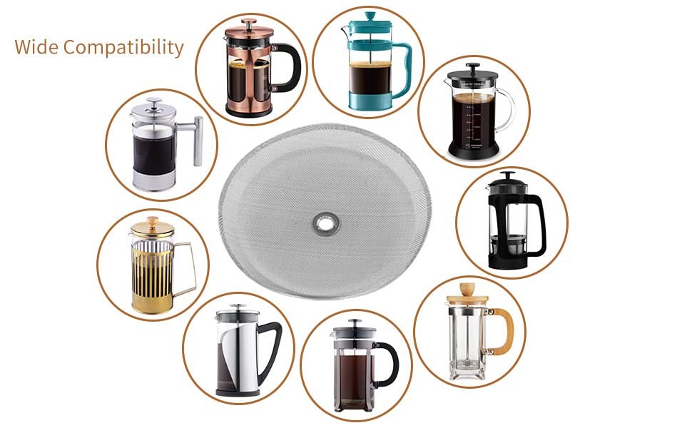 Sivaphe 12 oz French Press Replacement Filter, 1-2 Cup 12oz-6pieces, Sliver