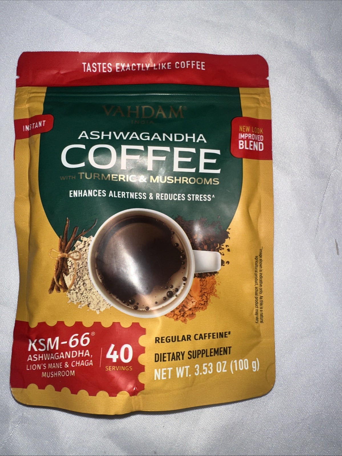 Vahdam India Instant Ashwagandha Coffee Turmeric Mushrooms 40 Servings 100g 7/27