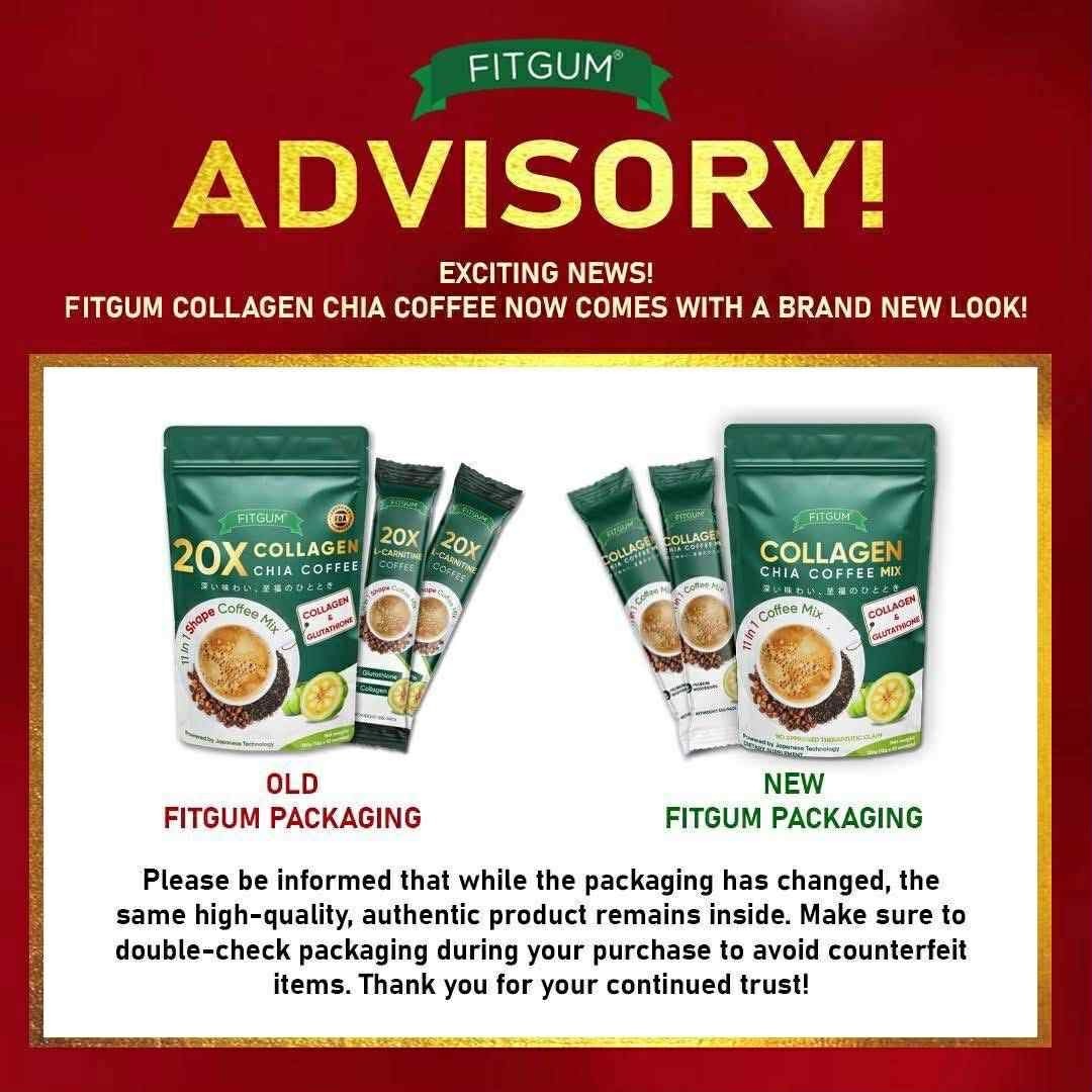 3 Pack – FITGUM 20X Collagen Chia Coffee 11 in 1 Coffee Mix Authentic USA Seller