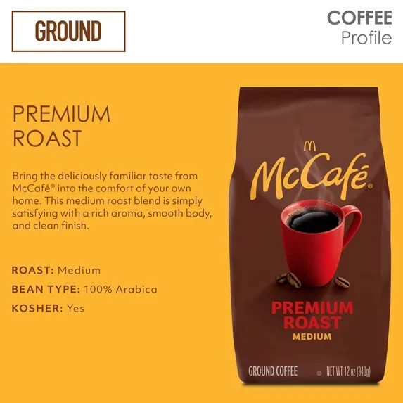 McCafe Premium Roast, Medium Roast, Ground Coffee, 12 oz