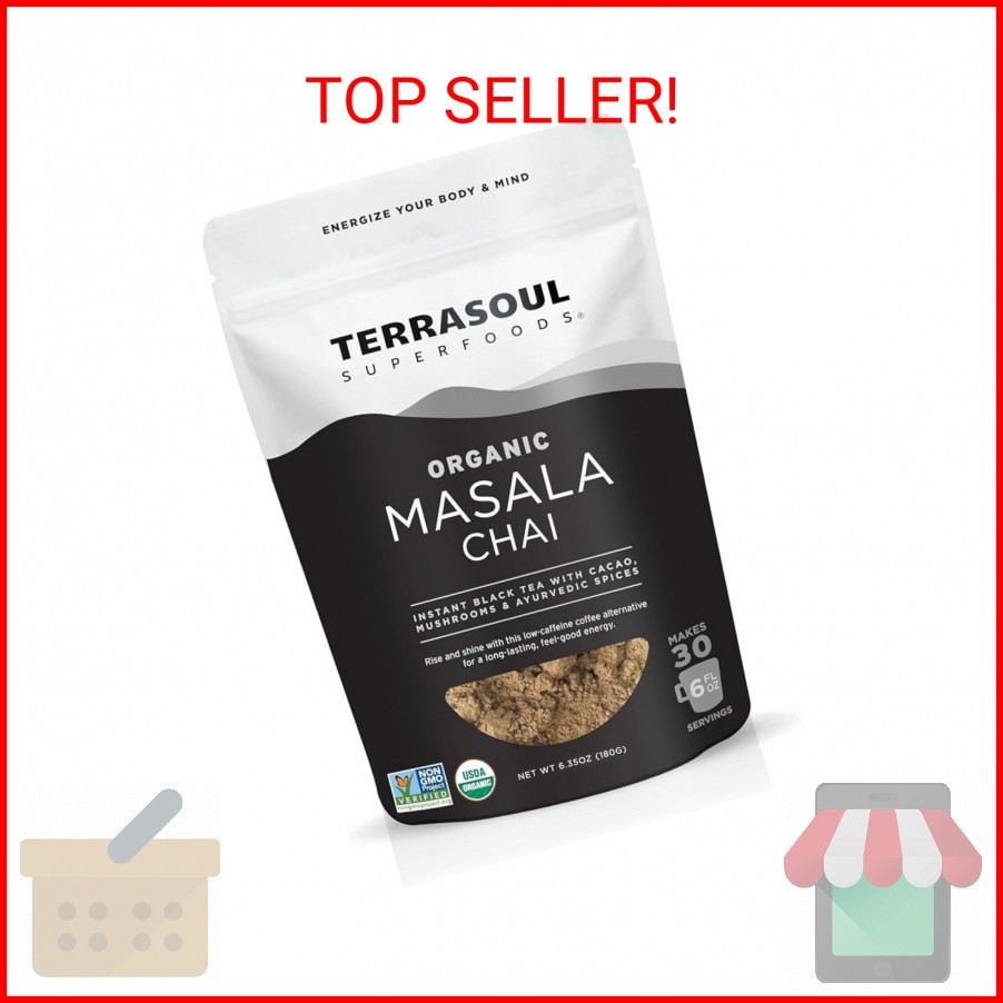 Terrasoul Superfoods Organic Instant Masala Chai, 6.35oz – 30 Servings | Mushroo